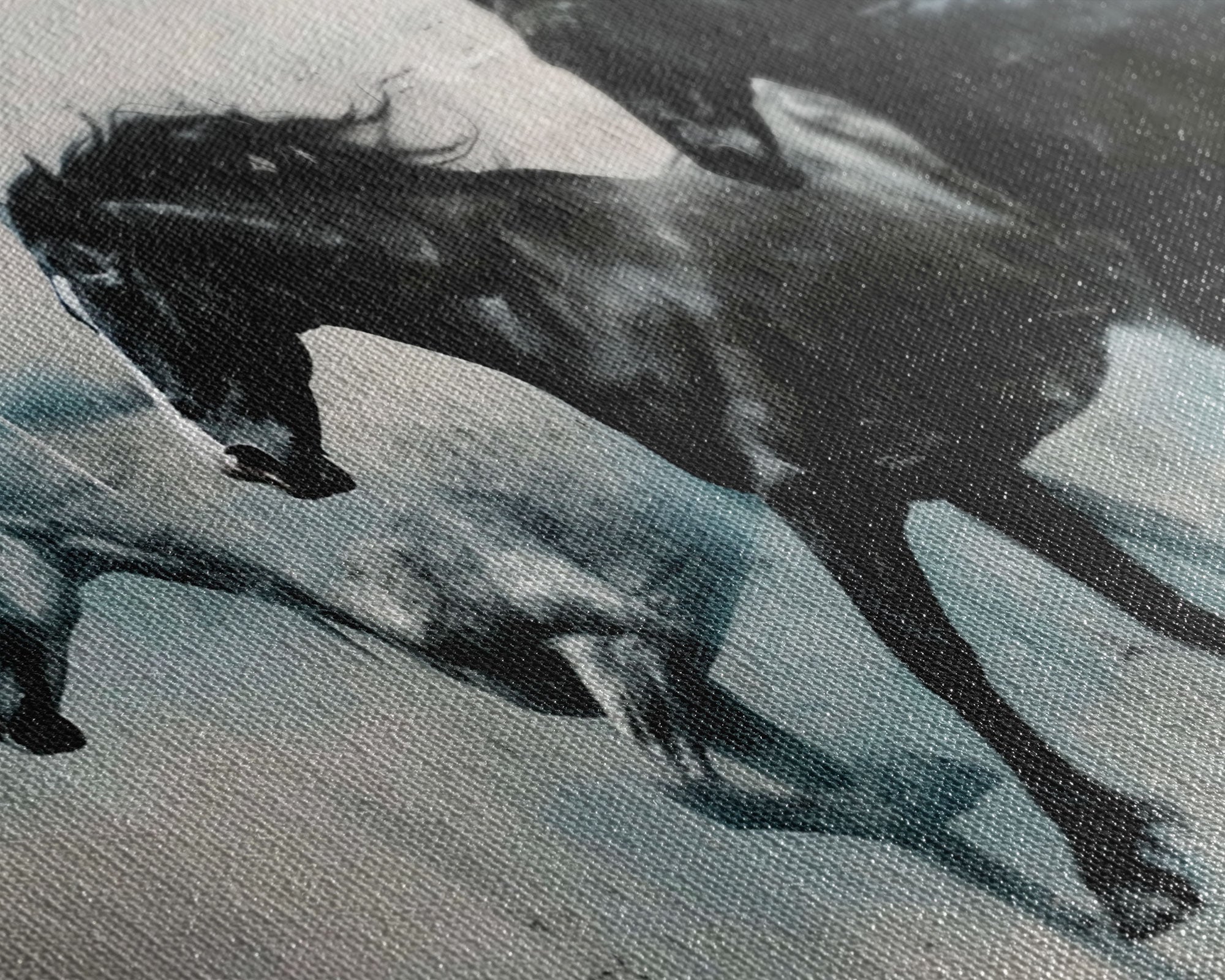 Galloping Horses in Monochrome Abstract Landscape, Perfect Wall Art, Framed Canvas Print for Living Room or Bedroom Decor, Equestrian Art - Takoa Home Decor