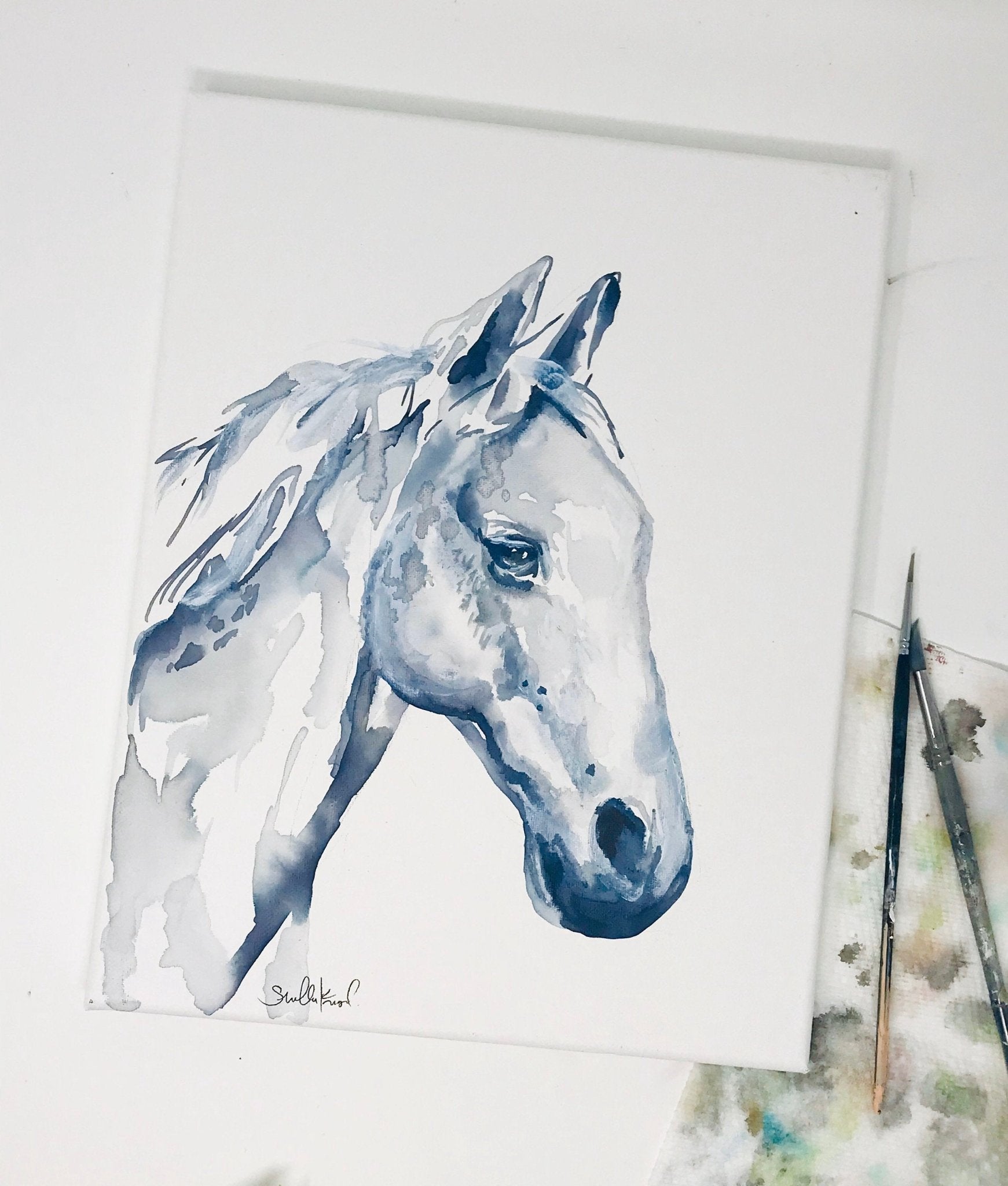 Horse Print, Watercolor Horse Painting, 11x14in Simple Horse Print, Nursery, Home Decor, Minimal Art - Takoa Home Decor
